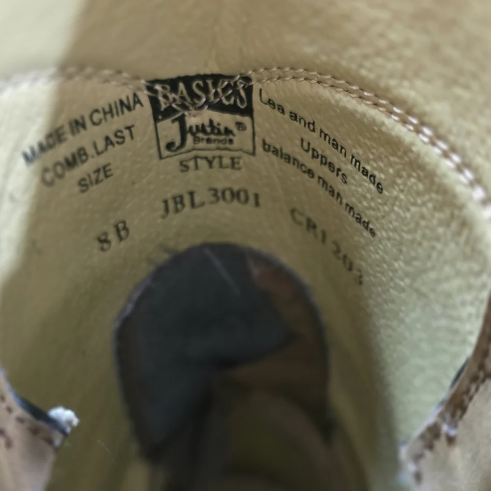 JUSTINS MENS 10" TEMPLE ROPER  CLAY BROWN CASUAL BOOTS SIZE 8 - Picture 7 of 8